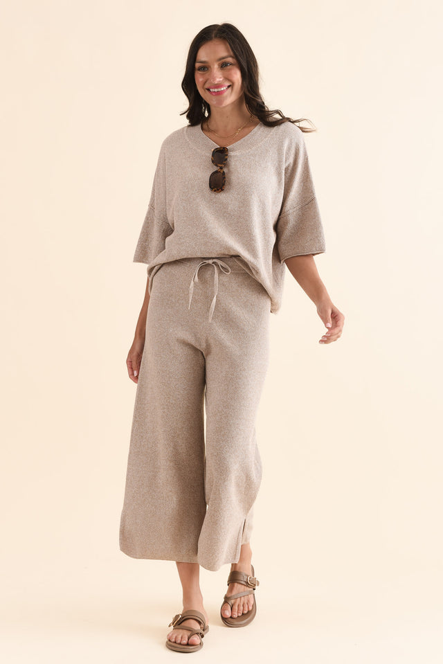 Finlay Taupe Cotton Oversized Tee,Full Body,Brunette model,alt text|model:Brontie image 2