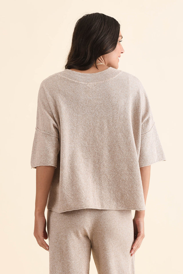 Finlay Taupe Cotton Oversized Tee,Back,Brunette model,alt text|model:Brontie image 4