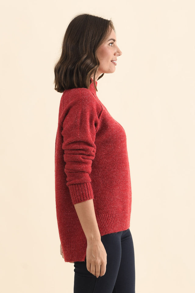 Finn Red Knit Jumper,Brunette model,alt text|model:MJ image 5