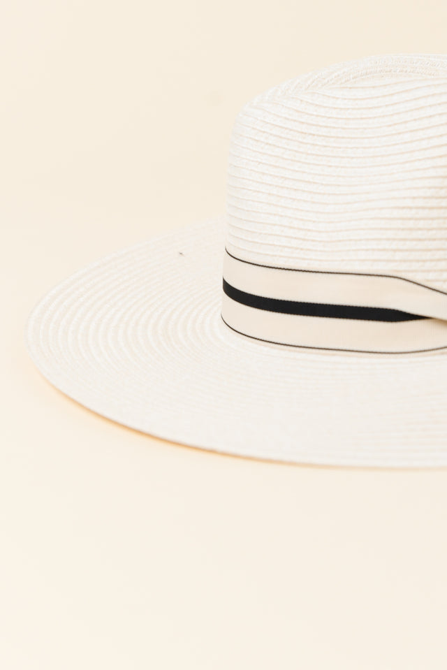 Fiona Ivory Stripe Wide Brim Travel Fedora image 3