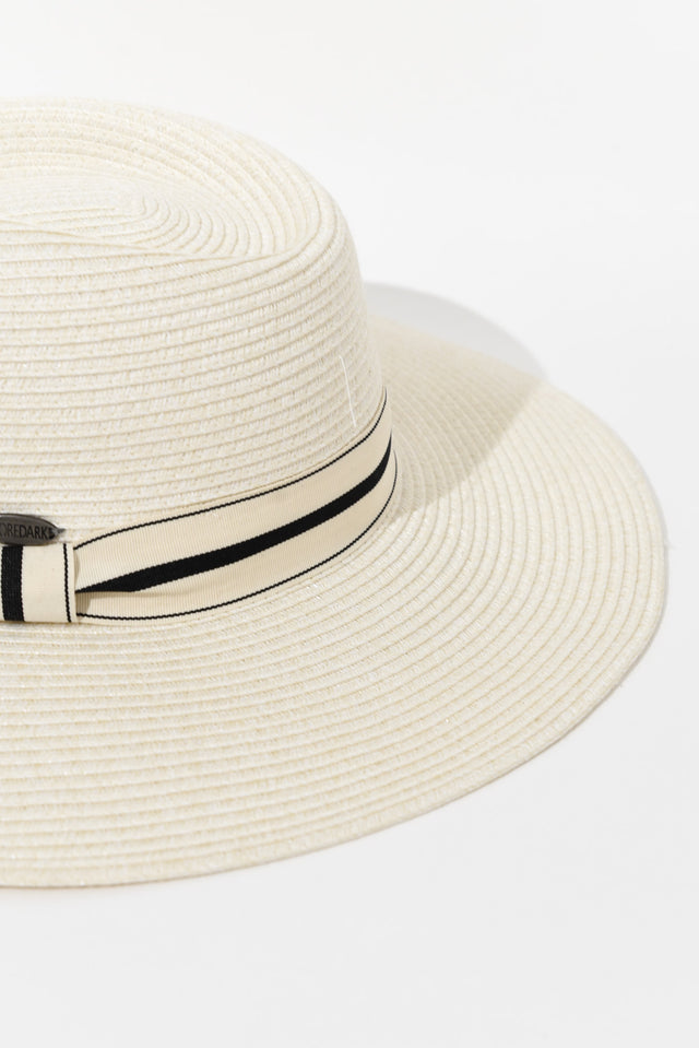 Fiona Ivory Stripe Wide Brim Travel Fedora image 4