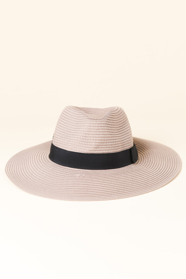 Fiona Taupe Wide Brim Travel Fedora