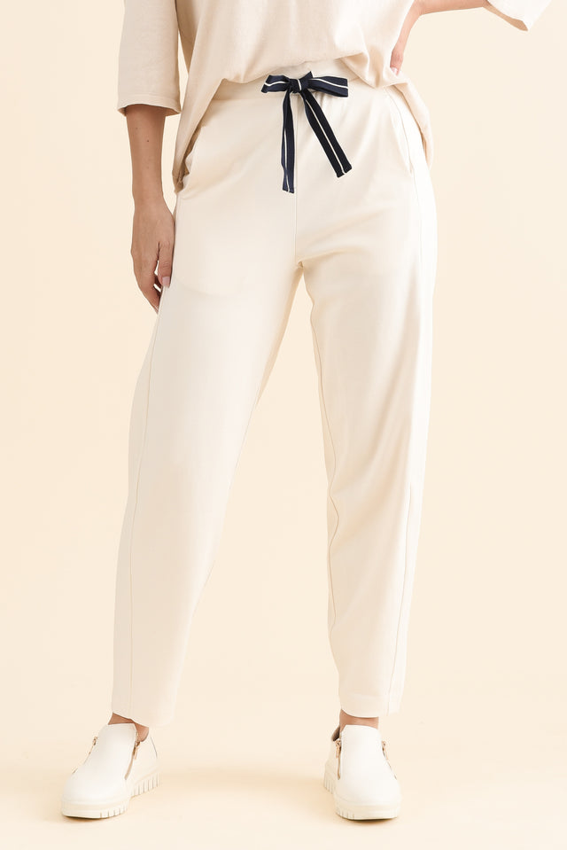 Fisher Cream Cotton Barrel Pants image 1