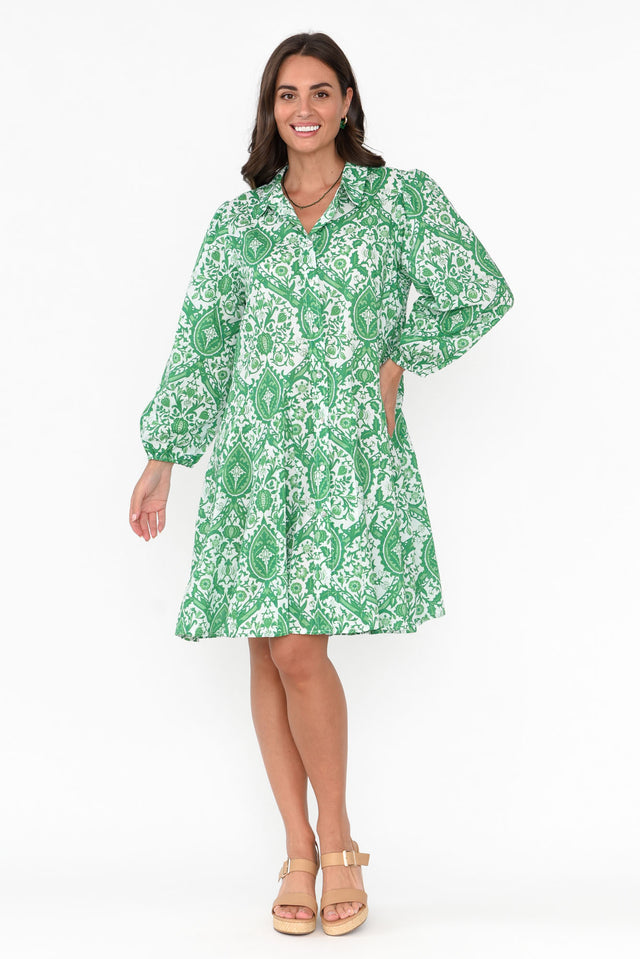 Fitzroy Green Paisley Cotton Dress