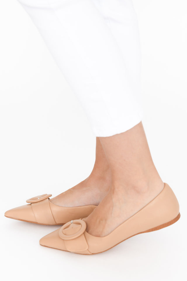 Fiv Nude Leather Buckle Loafer