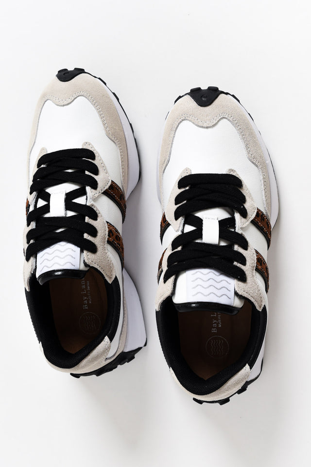 Flex White Leopard Leather Sneaker