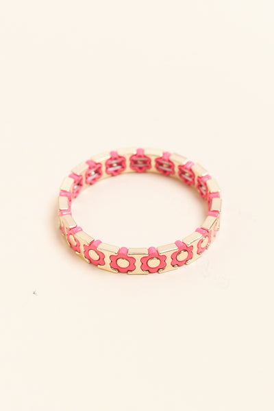 Flora Pink Daisy Beaded Bracelet