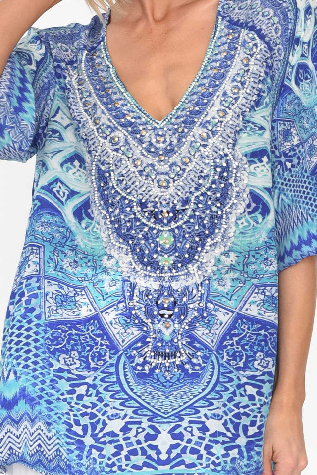 Florence Blue Silk Gypsy Top image 5