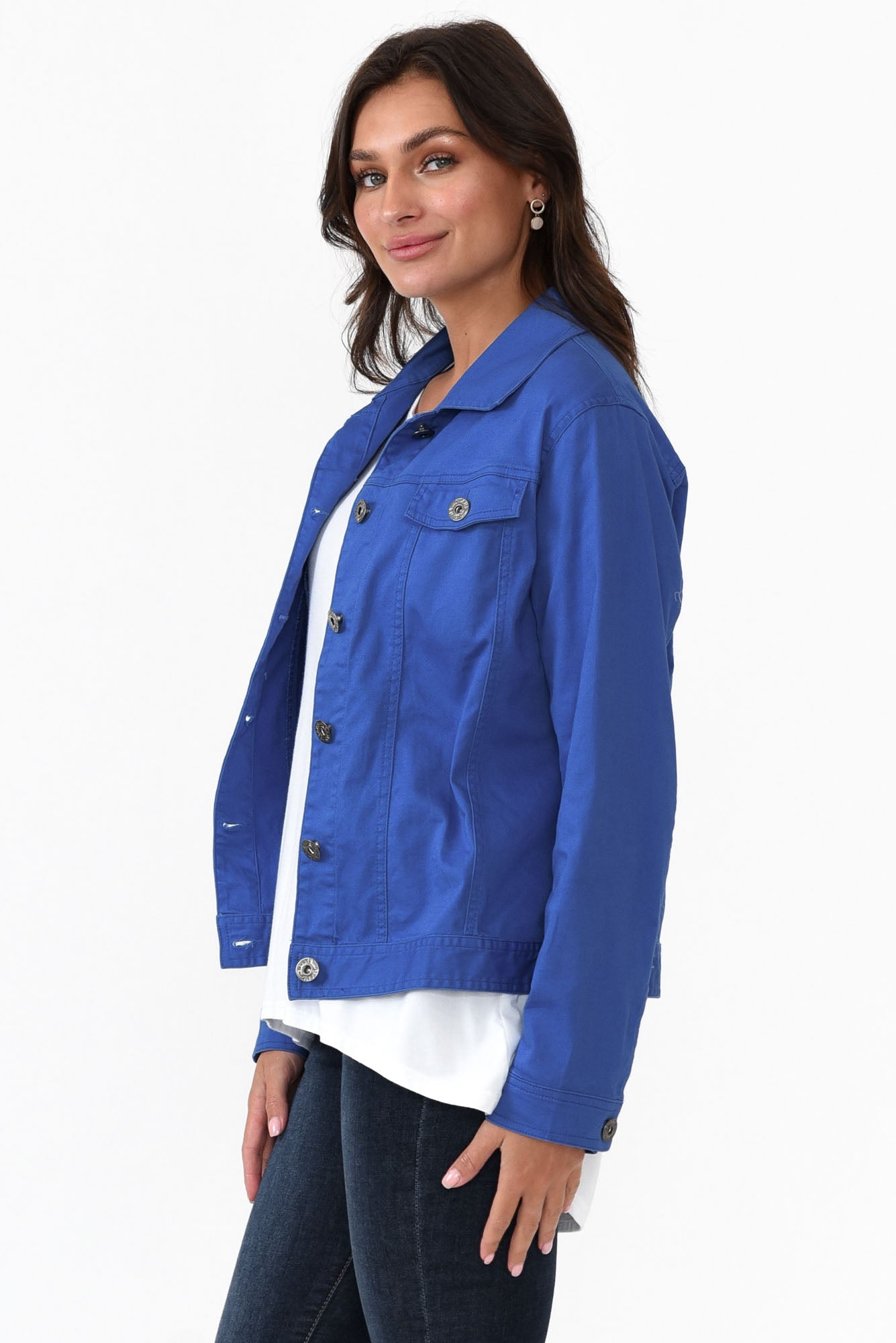 luvamia light jackets for women casual jackets women short jean jacket denim  long denim jackets womens winter jackets business casual clothes for women  Bright Cobalt Blue Size Small Fits Size 4 6