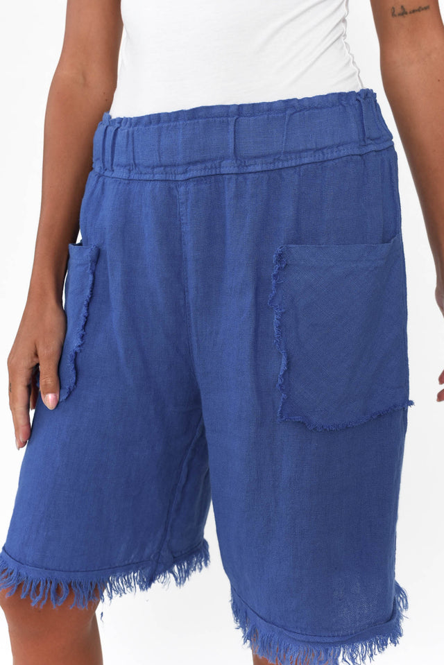 Fraser Blue Linen Shorts
