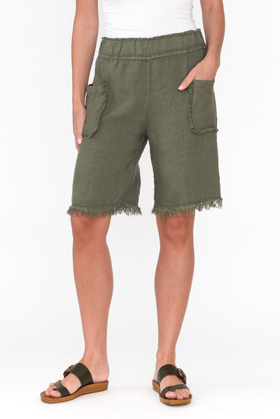 Fraser Khaki Linen Shorts