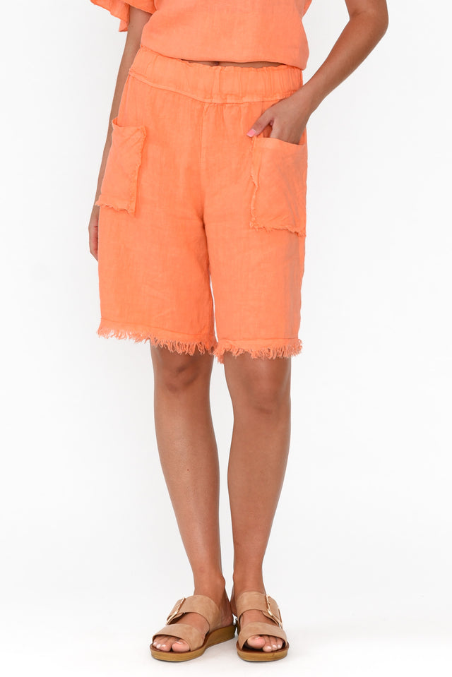 Fraser Orange Linen Shorts image 1