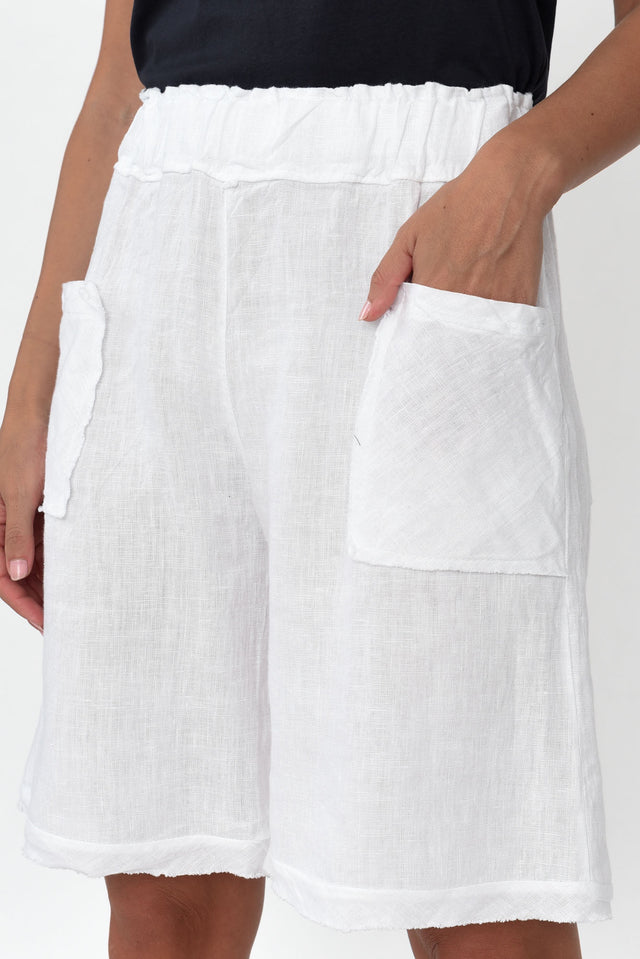 Fraser White Linen Shorts image 6