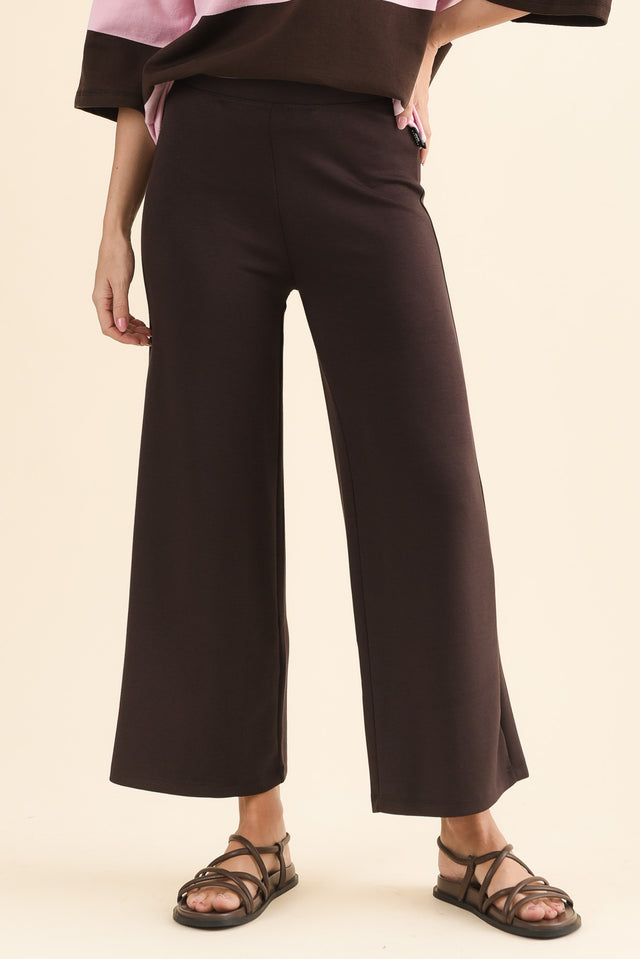 Freedom Chocolate Wide Leg Pants,Front,Brunette model,alt text|model:MJ