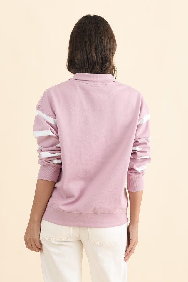 Freedom Pink Stripe Half Zip Sweatshirt,Brunette model,alt text|model:MJ image 4