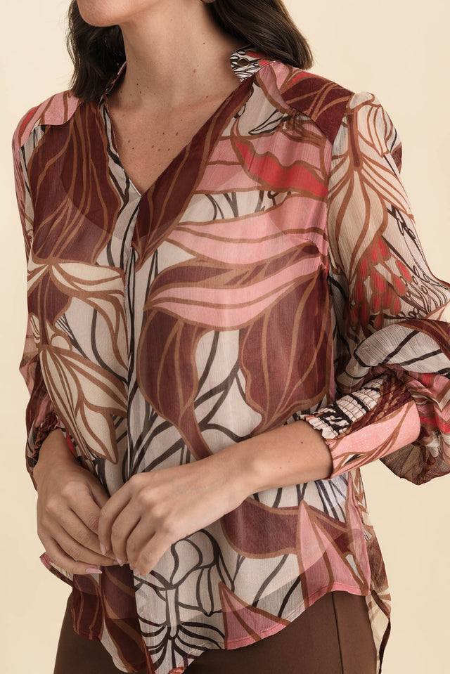 Freya Cathedral Botanic V Neck Blouse,Brunette model,alt text|model:MJ image 5