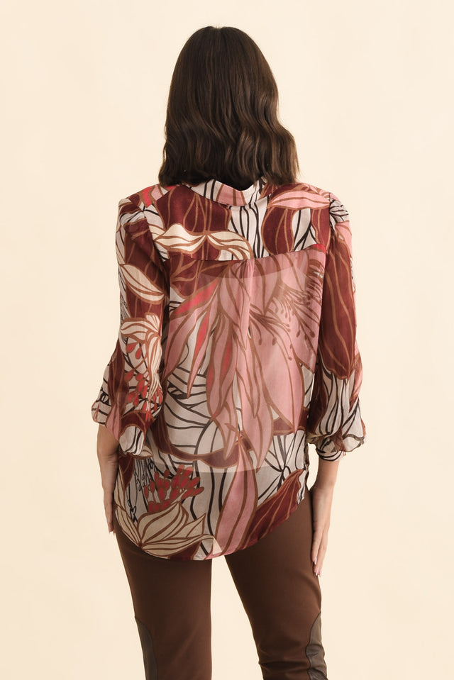 Freya Cathedral Botanic V Neck Blouse,Brunette model,alt text|model:MJ image 4