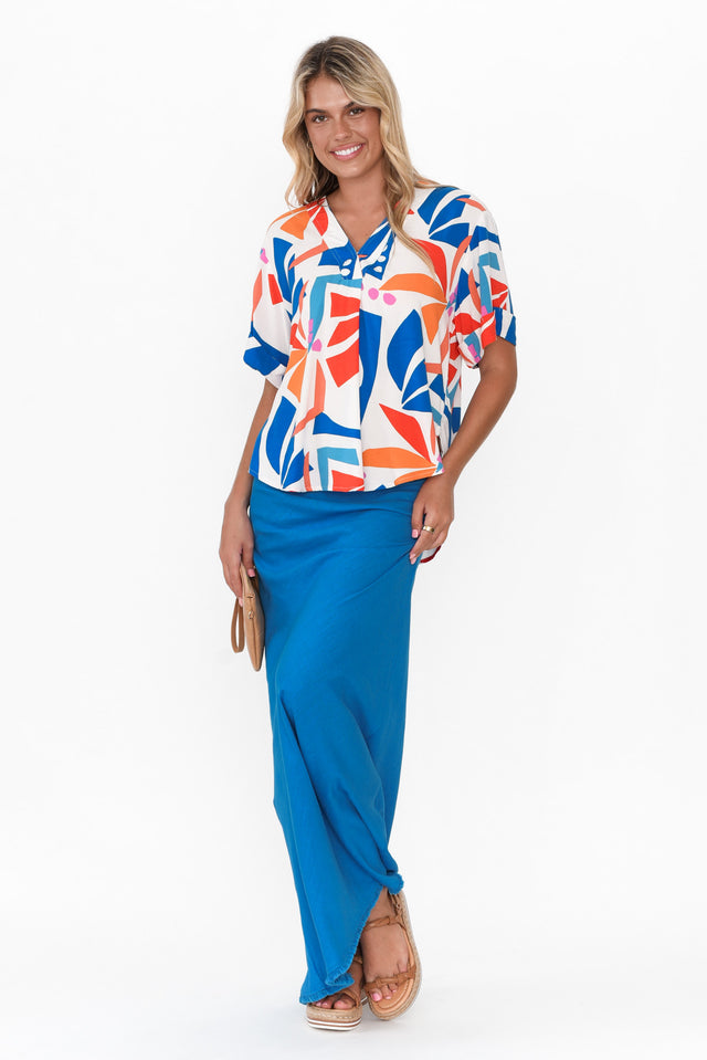 Fribben Blue Abstract Top