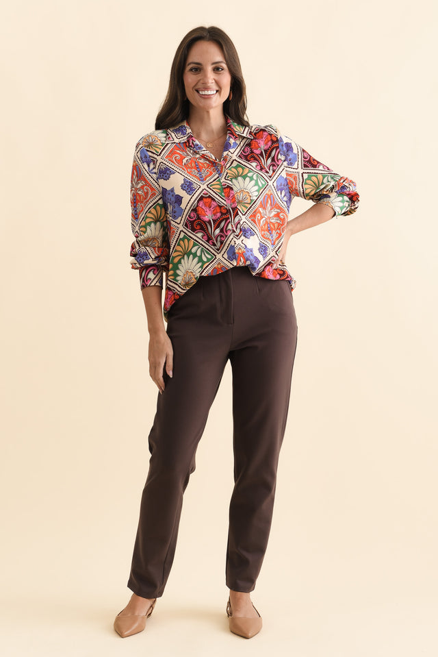 Paloma Chocolate Straight Leg Pants,Brunette model,alt text|model:MJ image 7