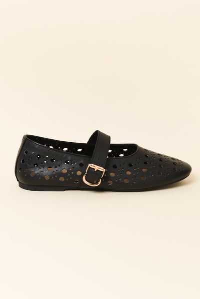 Fruity Black Leather Ballet Flat
