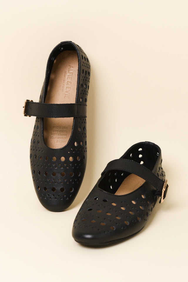 Fruity Black Leather Ballet Flat