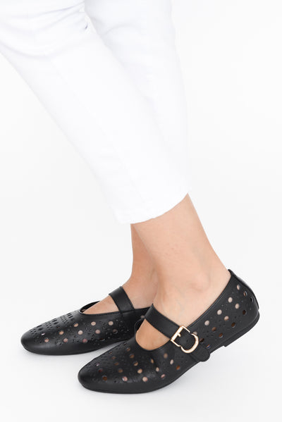 Fruity Black Leather Ballet Flat