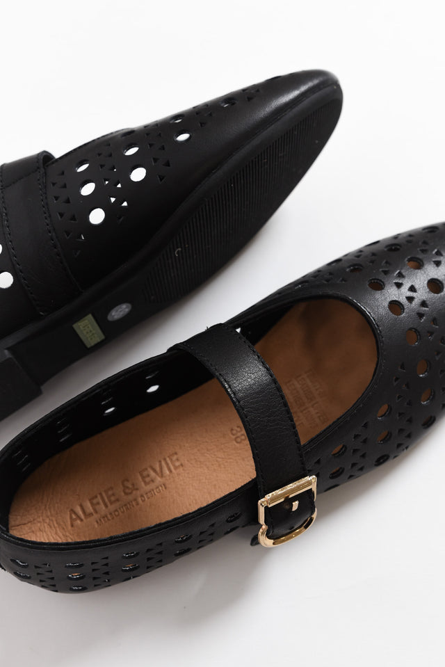 Fruity Black Leather Ballet Flat