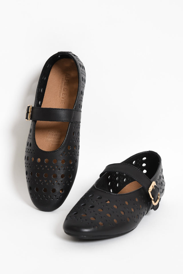 Fruity Black Leather Ballet Flat