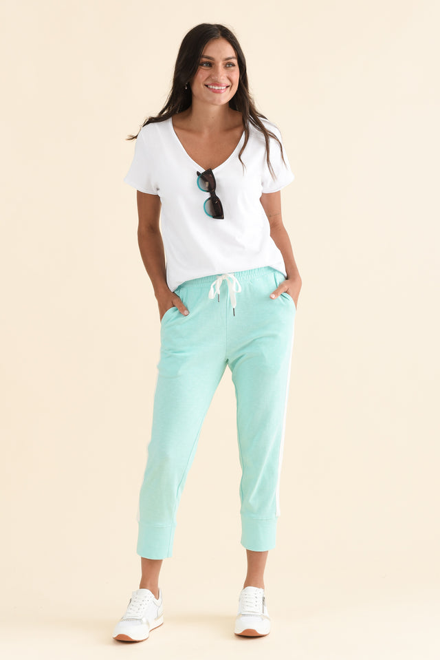 Fundamental Brunch Aqua Trim Cotton Sweatpants,Full Body,Brunette model,alt text|model:Brontie image 2