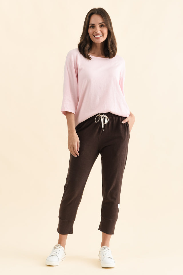 Fundamental Brunch Dark Brown Cotton Sweatpants,Full Body,Brunette model,alt text|model:MJ image 8