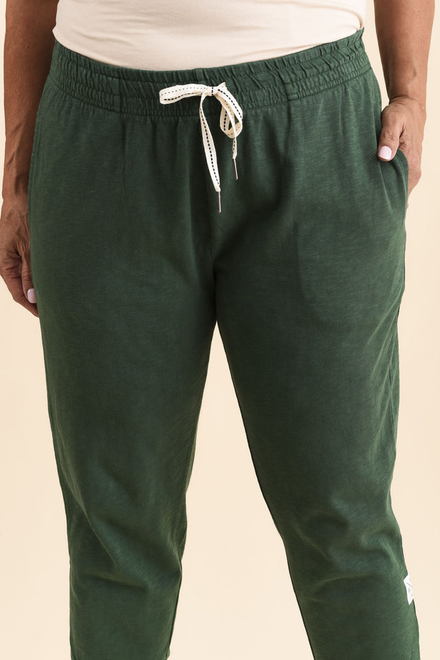 Fundamental Brunch Dark Green Cotton Sweatpants,Detail,Brunette model,alt text|model:Pilita image 5