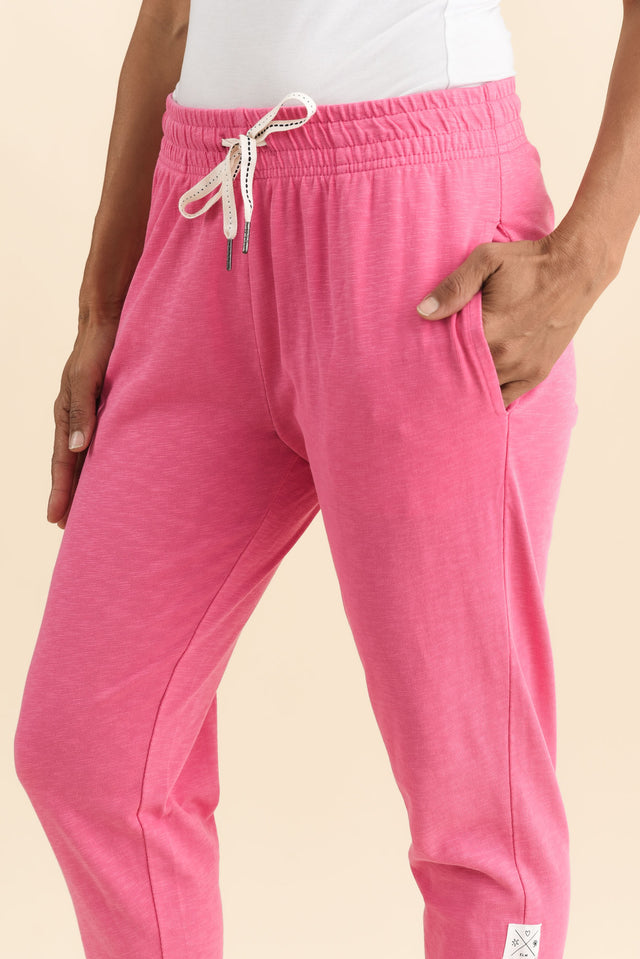 Fundamental Brunch Hot Pink Cotton Sweatpants,Brunette model,alt text|model:Cara image 6