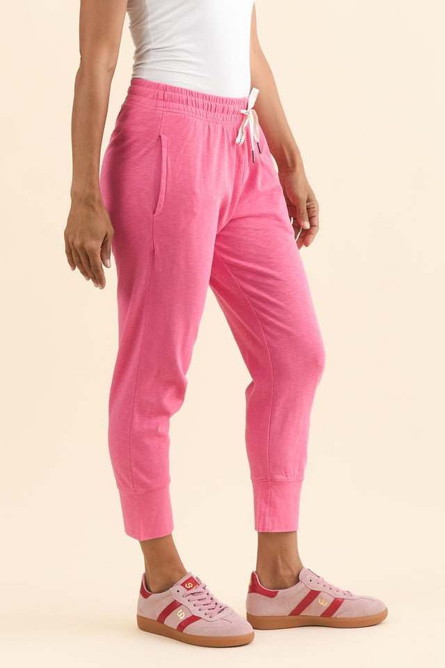 Fundamental Brunch Hot Pink Cotton Sweatpants,Brunette model,alt text|model:Cara image 4