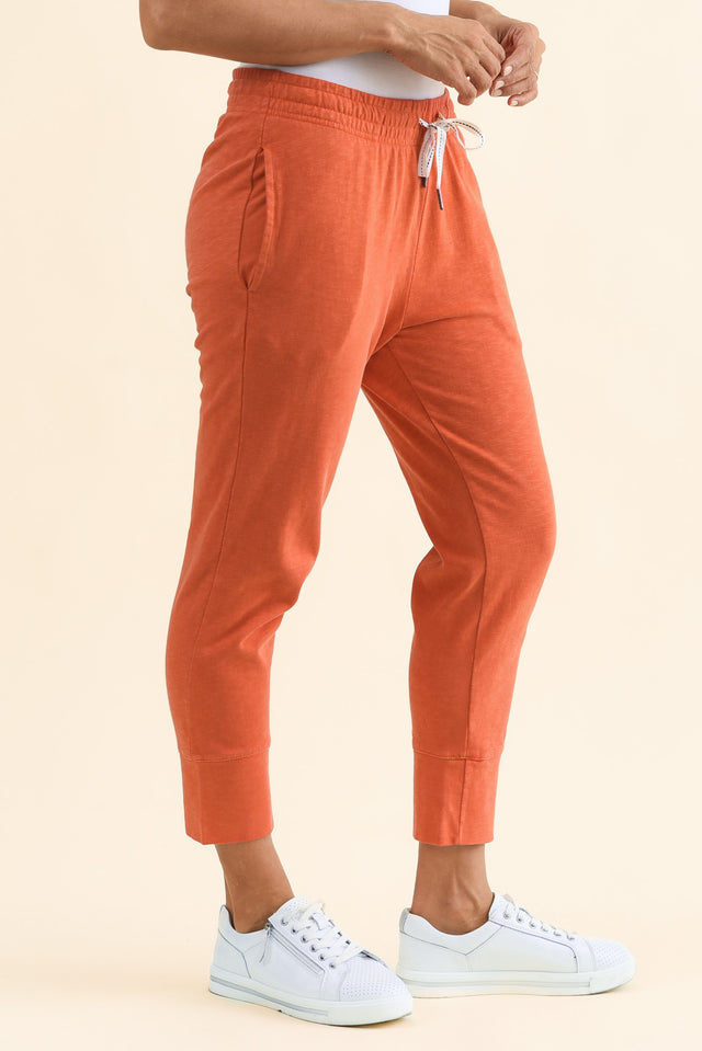 Fundamental Brunch Orange Cotton Sweatpants,Side,Brunette model,alt text|model:Cara image 4