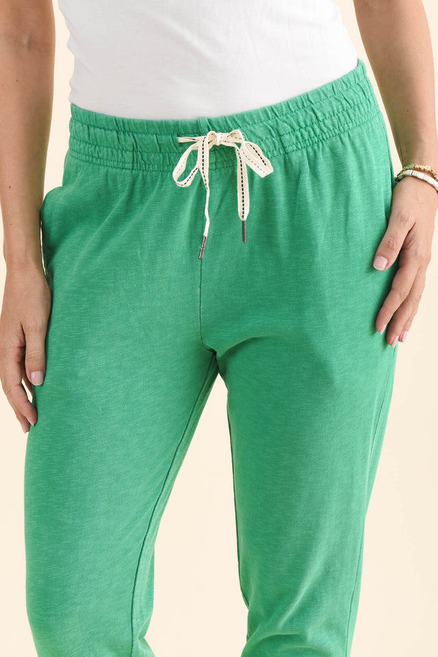 Fundamental Brunch Sage Cotton Sweatpants,brunette model,Side of Outfit,alt text|model:MJ image 3