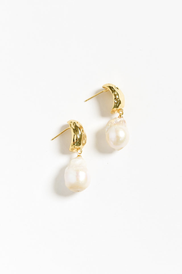 Gable Gold Pearl Pendant Earrings