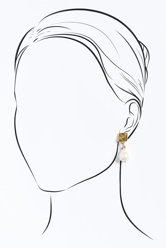 Gable Gold Pearl Pendant Earrings image 2