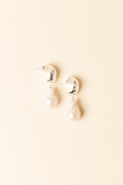 Gable Silver Pearl Pendant Earrings