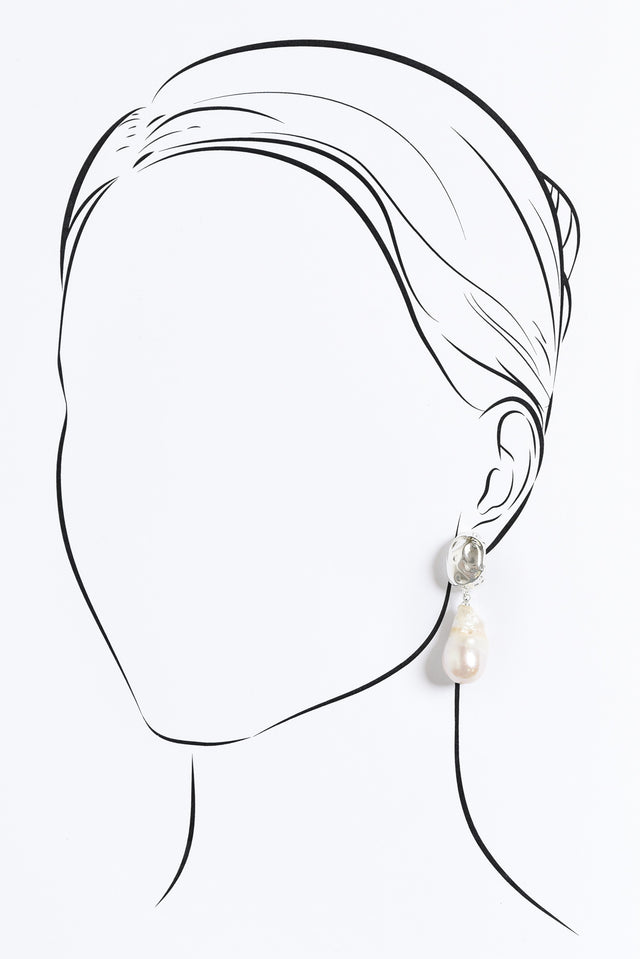 Gable Silver Pearl Pendant Earrings image 2