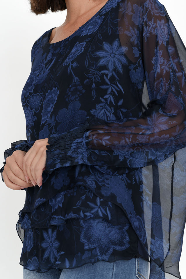 Gaia Navy Floral Silk Layer Top image 7