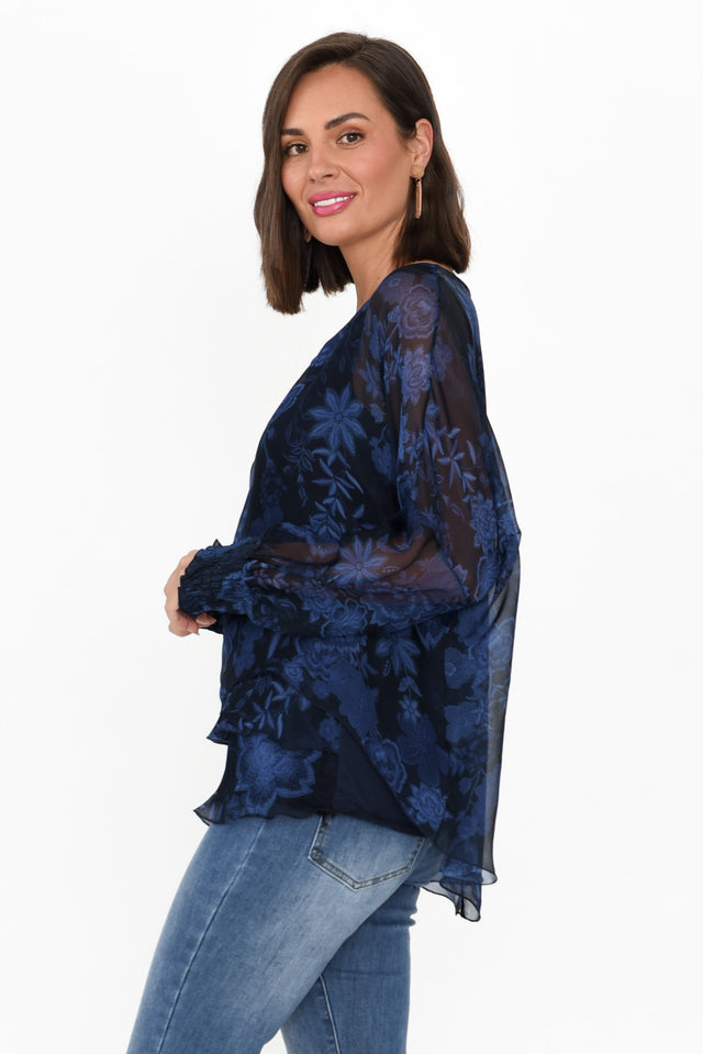 Gaia Navy Floral Silk Layer Top image 5