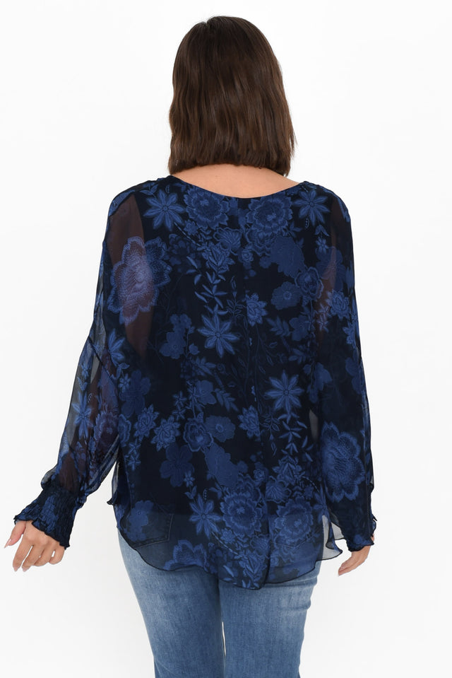 Gaia Navy Floral Silk Layer Top image 6