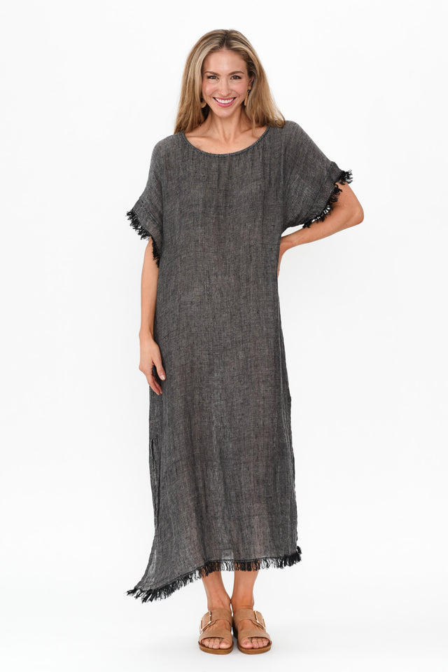 Galene Charcoal Linen Dress image 3