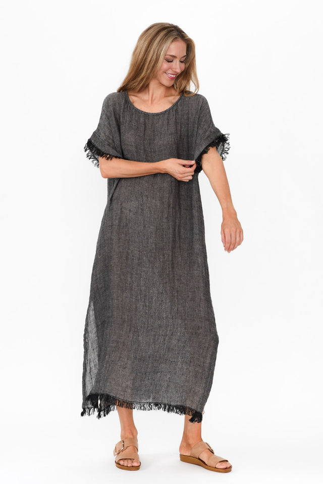 Galene Charcoal Linen Dress image 7