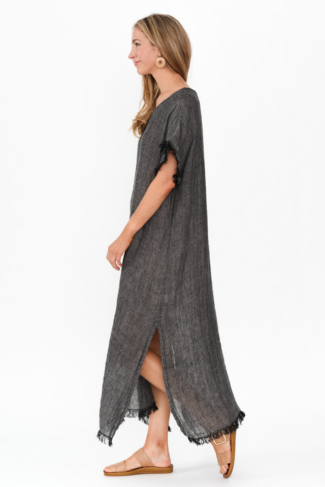 Galene Charcoal Linen Dress