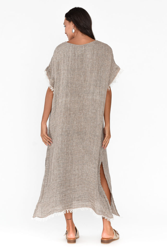 Galene Charcoal Stripe Linen Dress