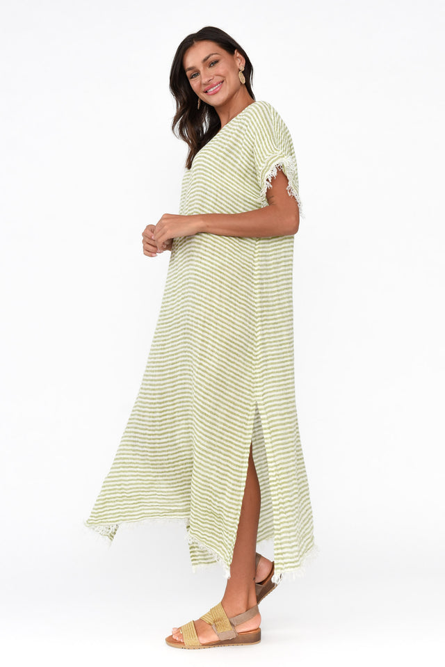 Galene Green Stripe Linen Dress