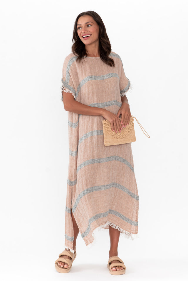 Galene Pink Stripe Linen Dress image 1