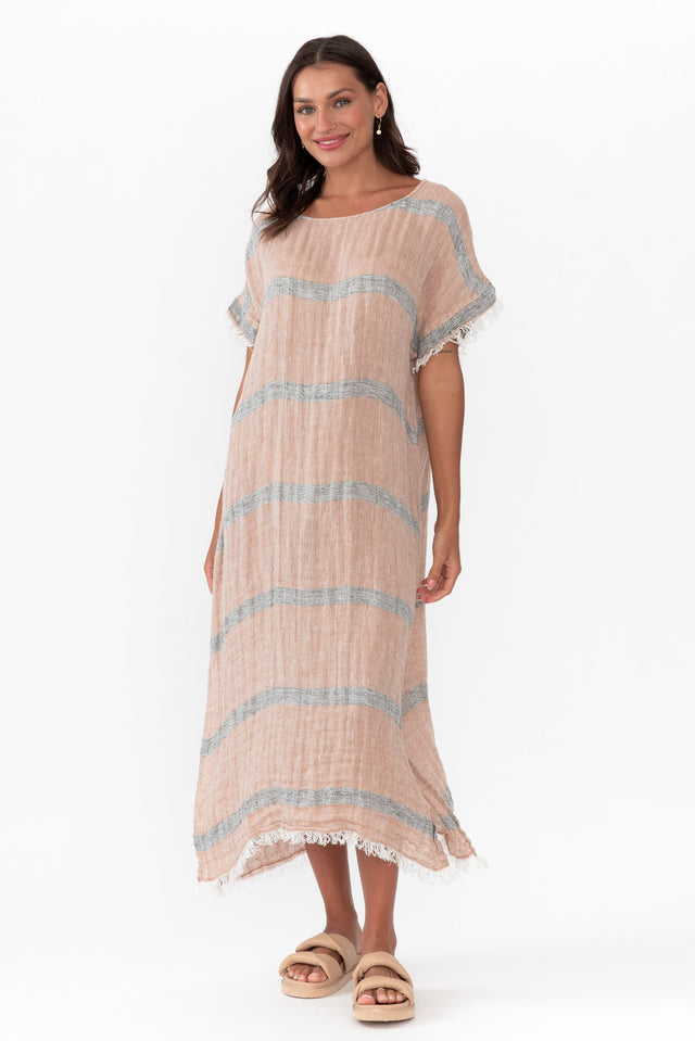 Galene Pink Stripe Linen Dress image 6