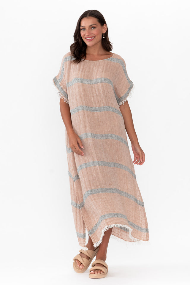 Galene Pink Stripe Linen Dress image 2